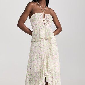ASTR the Label Vivee Floral Asymmetrical Halter Maxi Dress